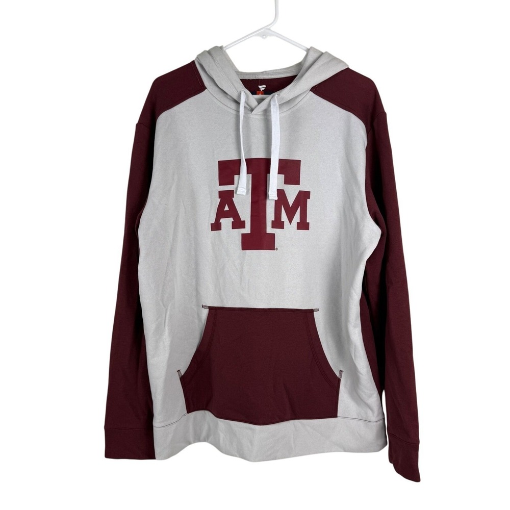 Fanatics Mens L Texas A&M Hoodie Maroon Gray Raglan Aggies NCAA College Football